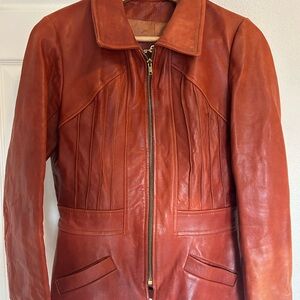 Vintage 70’s Women's Leather Jacket in Warm Brown